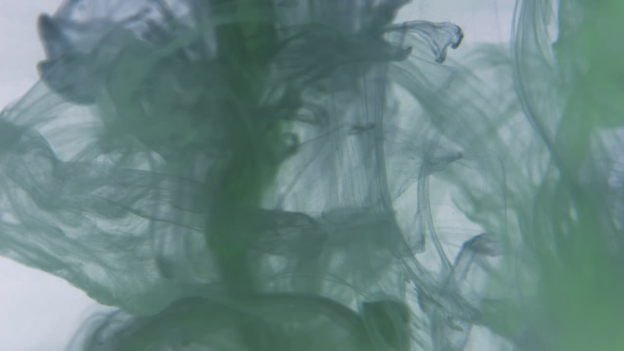 Abstract Green and Grey Ink in Water