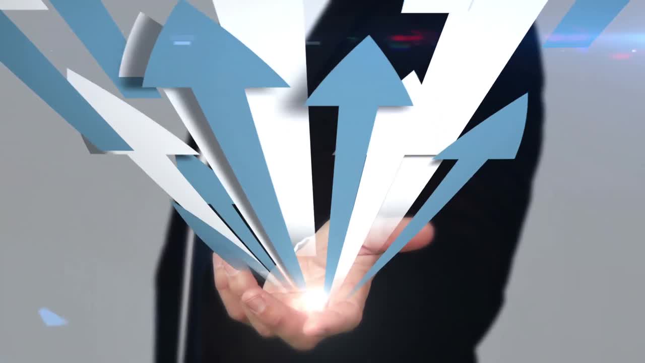 홀로그램 을 제시 하는 사업가