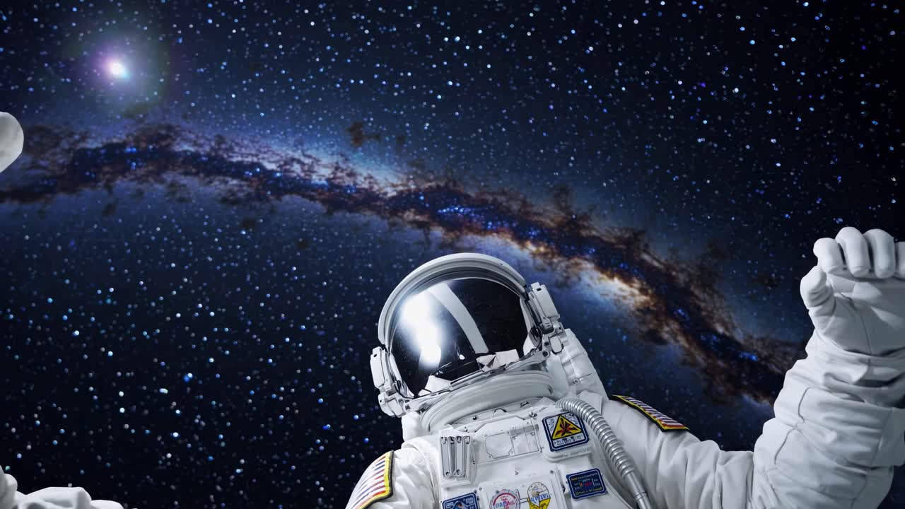 Astronaut in Space with Galaxy Background