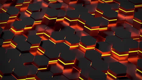 Hexagons-flyover-dark-with-orange-light