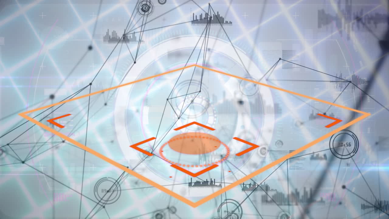 회색 배경에 연결의 네트워크에 대한 정사각형의 애니메이션