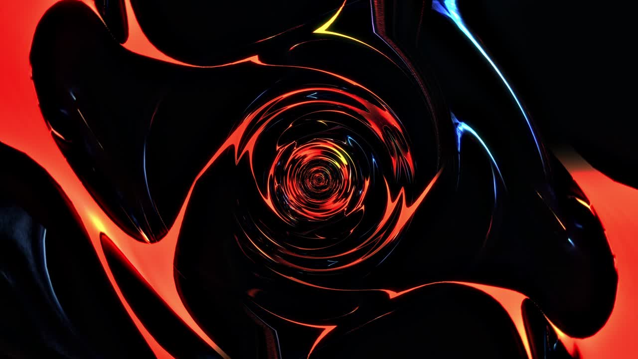 abstract sci-fi brillo rojo naranja vórtice túnel circuito de animación. abstract fantasía infinita túnel de ciberhélice para fondos de video, bucle vj, escenario visual de concierto. túnel futurista de bucle sin costuras 4k 3d.