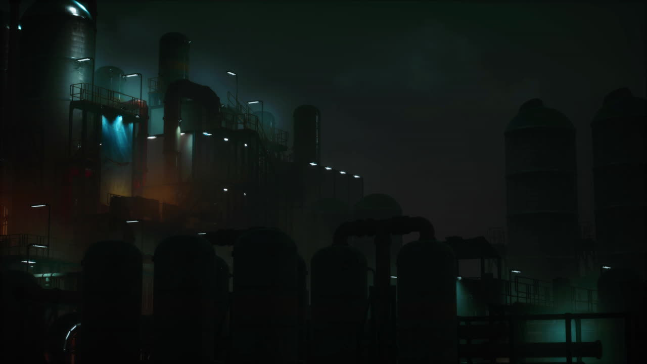 夜の石油化学産業工場