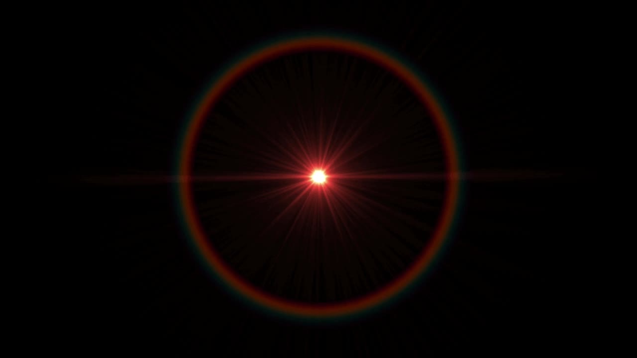 aislamiento realista del destello de la lente de luz roja sobre un fondo negro.