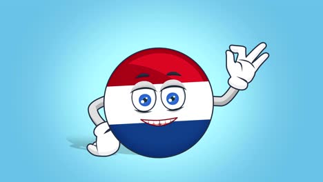 cartoon icon flag netherlands holland ok hand gesture with face animation with alpha matte