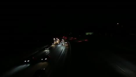 Stationary-shot-of-cars-on-the-freeway-at-night