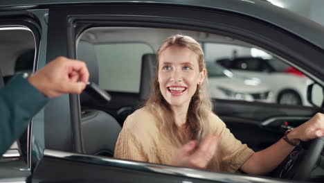 woman inside a new car