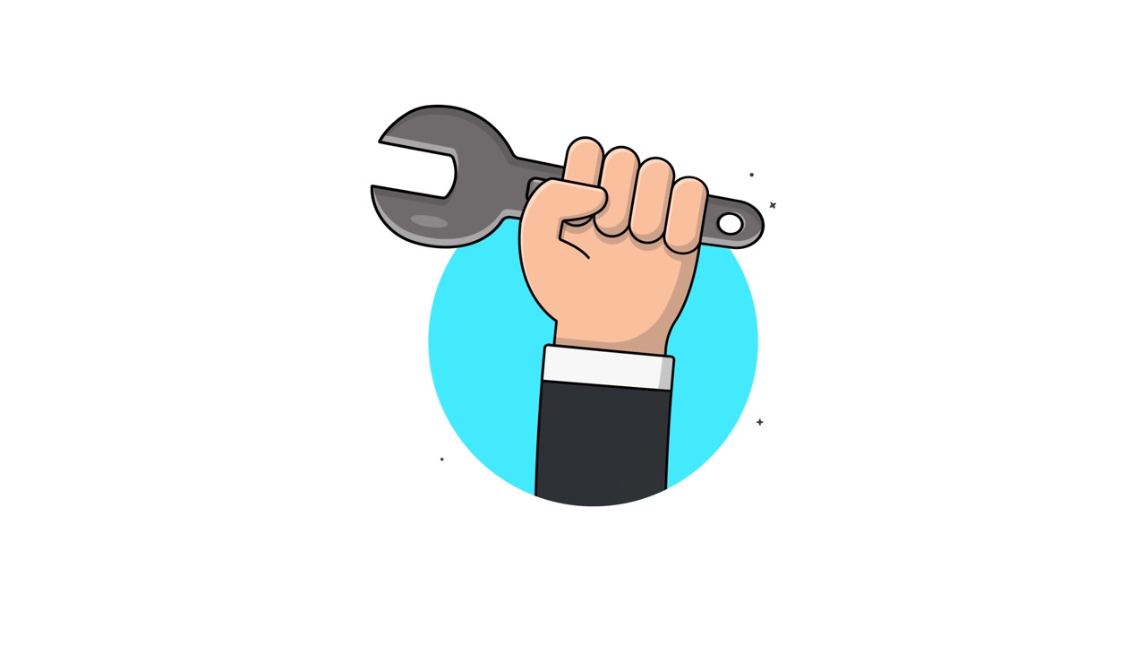 Animated Hand Holding a Wrench Illustration