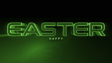 vibrante neón verde feliz texto de pascua iluminado en estilo futurista