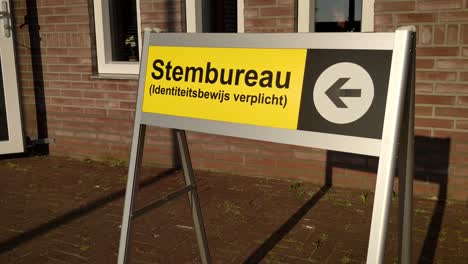 shots with gimbal of the european elections 2019 polling stration sign, friesland the netherlands holland