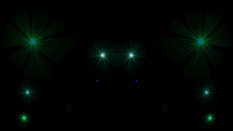 la luz verde de la animación brilla sobre un fondo negro.