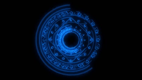 energía mágica de seis estrellas azul girar lentamente aparecer para la pancarta y anunciar