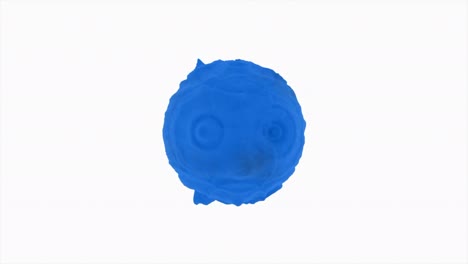 vibraciones en la superficie de la pelota sobre un fondo blanco. diseño. bola de color 3d gira y oscila en la superficie. ondas en bucle y vibraciones en la superficie de la bola