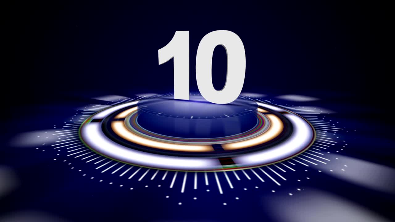NUMBER 10, Top Ten Numbers Animation with Alpha Channel, Rendering, Background, Loop