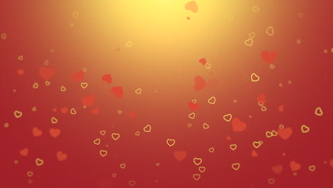 Fly-small-red-romantic-hearts-and-gold-litters-on-red-gradient