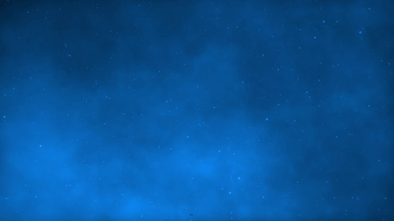 Loopable abstract background - gradient of blue hues with a subtle, billowing smoke or mist effect and small, floating particles