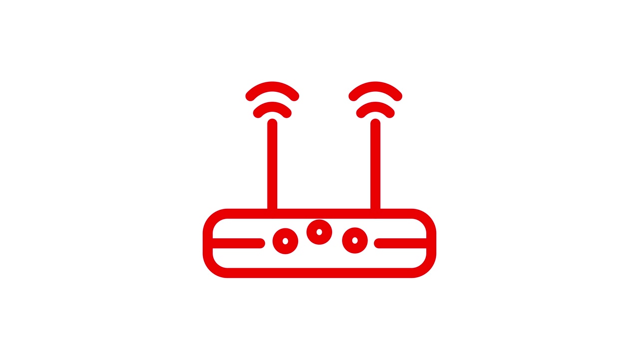 Animated Red Wi-Fi Router Icon with Signal Waves