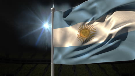 Bandera-Nacional-Argentina-Ondeando-En-El-Asta-De-La-Bandera-