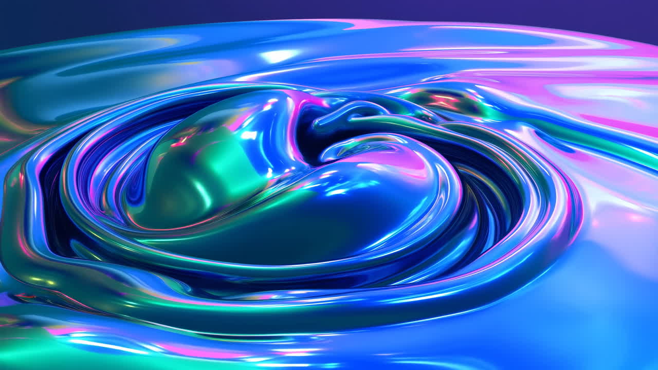 Seamless Loop of Abstract Iridescent Liquid Surface Swirling