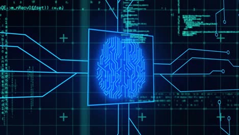 Animation-of-biometric-brain,-binary-coding-and-data-processing