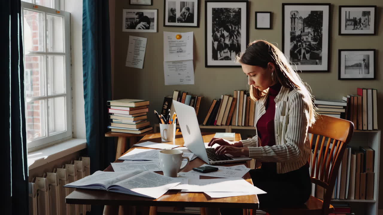 studente che lavora al portatile a casa