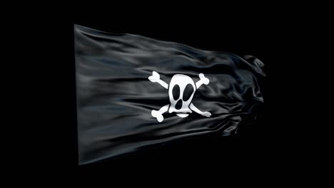 animationspiratenflagge winkt nahtlose schleife. piratenflagge, die im wind winkt. realistische 4k-flagge von piraten in nahaufnahme. blackjack-flage.