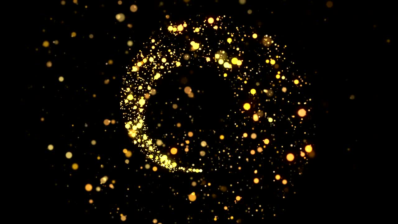 황금 배경 상, 황금 별, 반이는 빛, 보케 입자, 루프