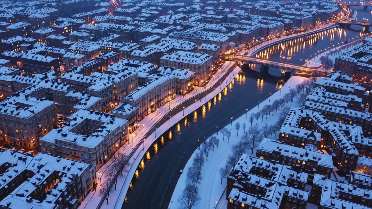 Winter Cityscape at Night