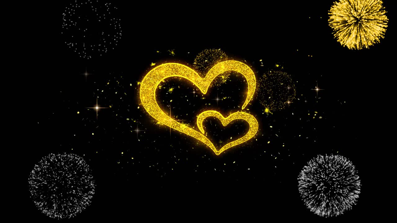 Golden Heart with Fireworks