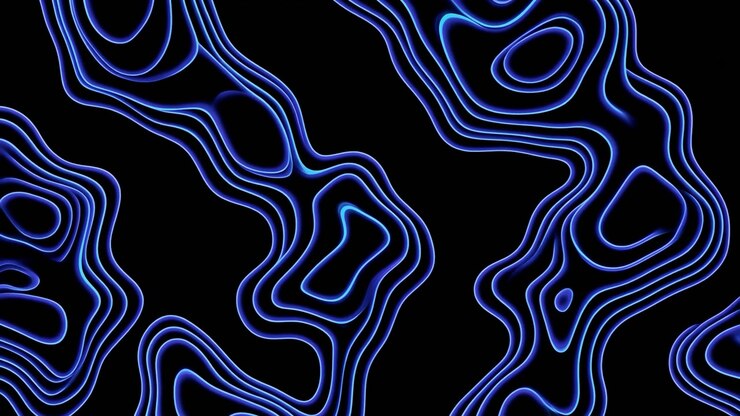Futuristiske blå elektriske linjer, der morfer på sort baggrund