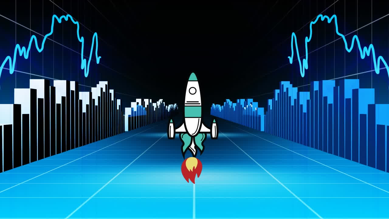 icono de cohete contra el procesamiento de datos financieros