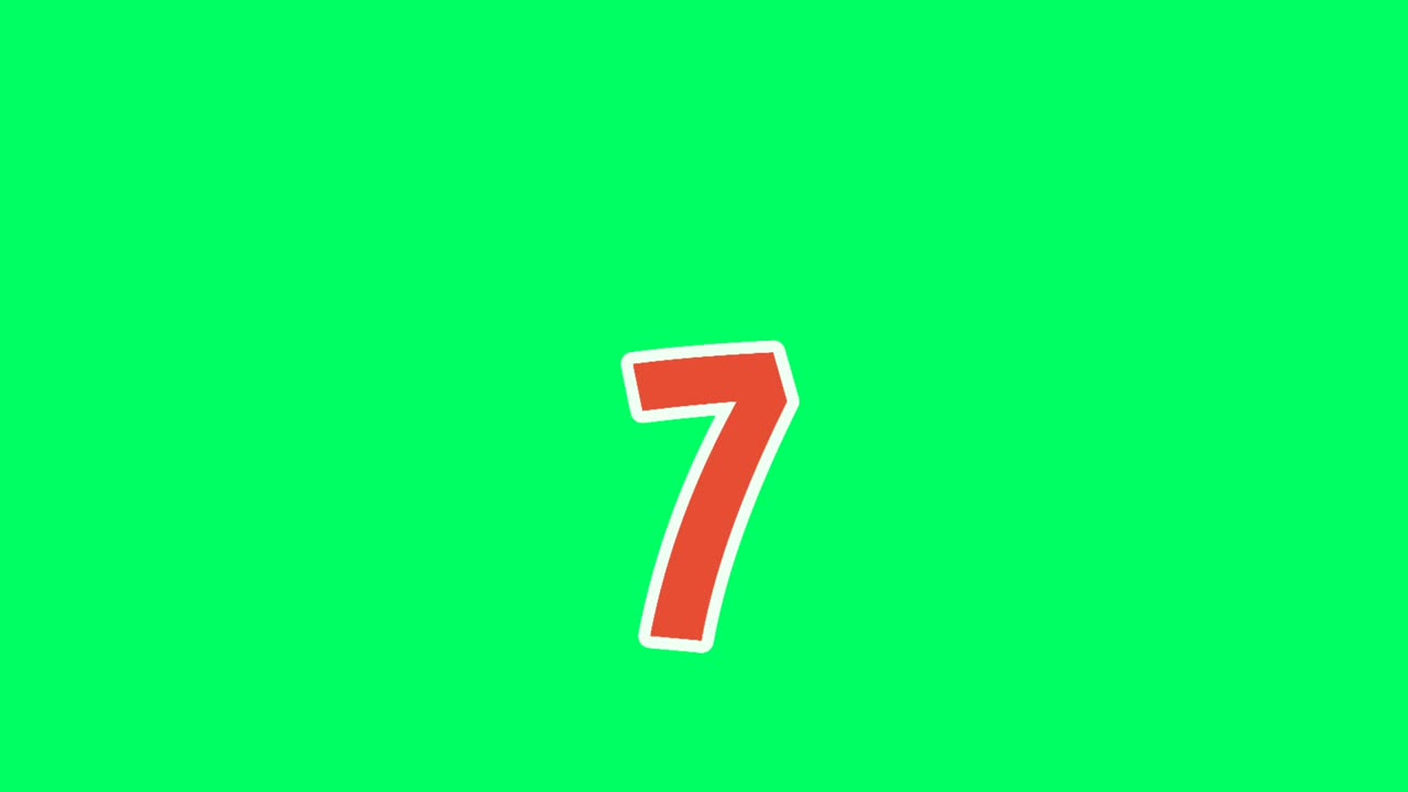 moviendo hacia abajo dibujos animados número 7 siete animación pantalla verde