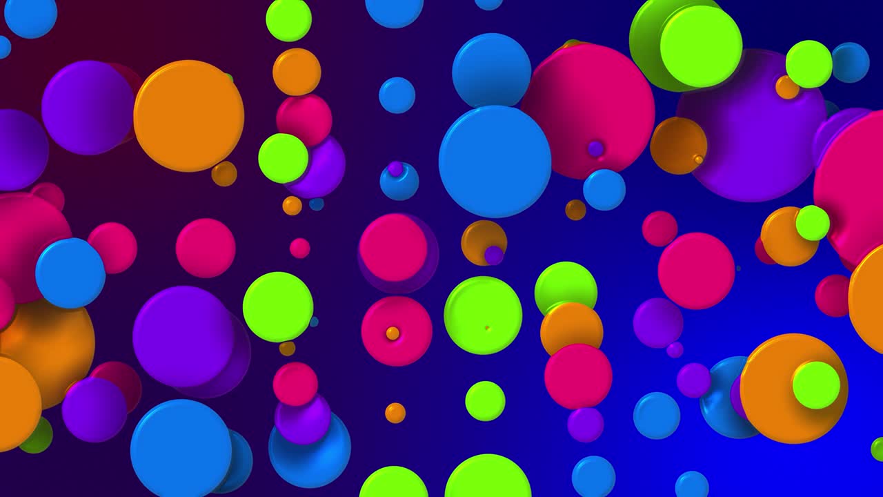 animación de dibujos animados de hermosos círculos multicolores como burbujas de pintura o gotas de tinte en líquido. fondo creativo abstracto en bucle 4k. luma mate como canal alfa. partículas aumentan y disminuyen