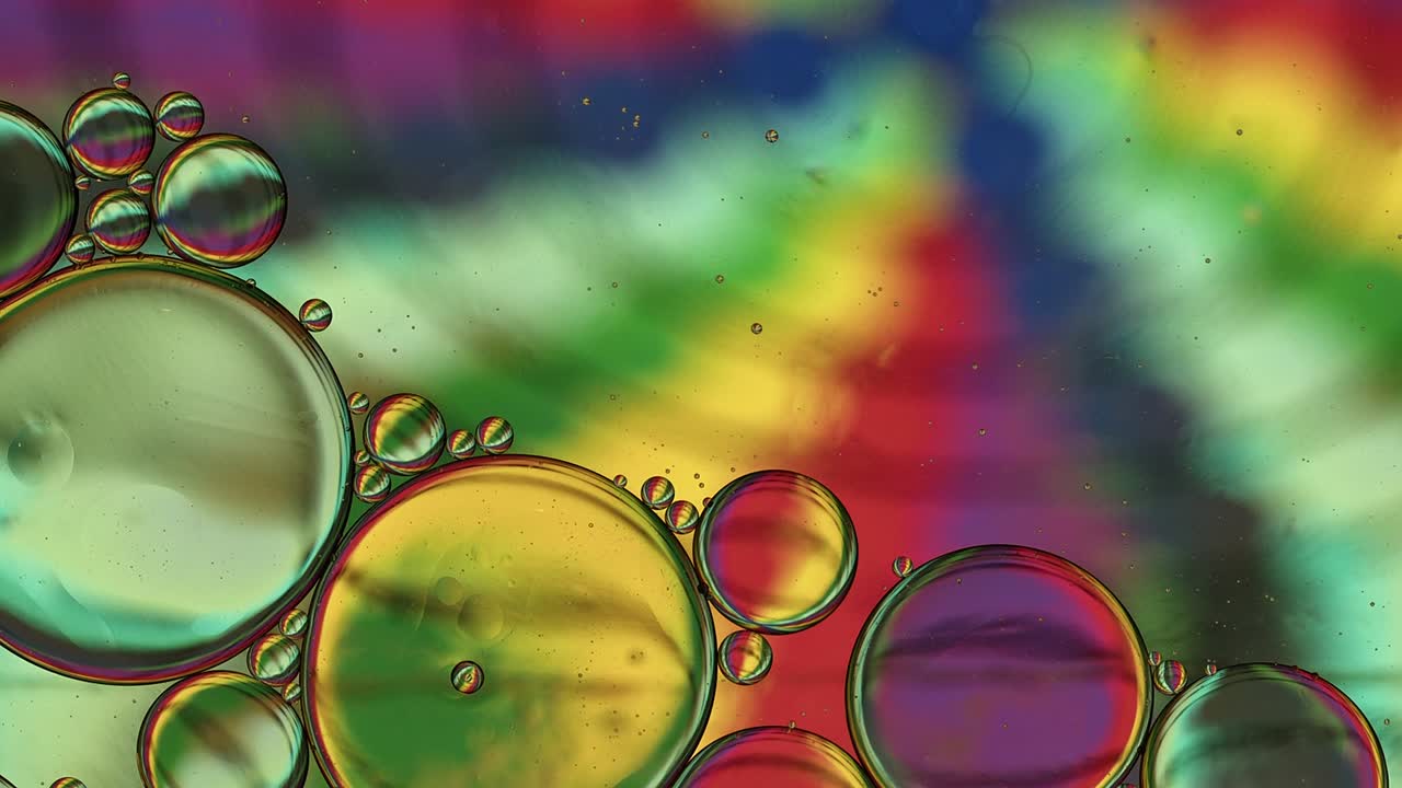 abstract colorido alimentos gotas de aceite burbujas y esferas que fluyen