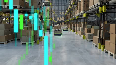 animación de diagramas sobre máquinas que trabajan en el almacén