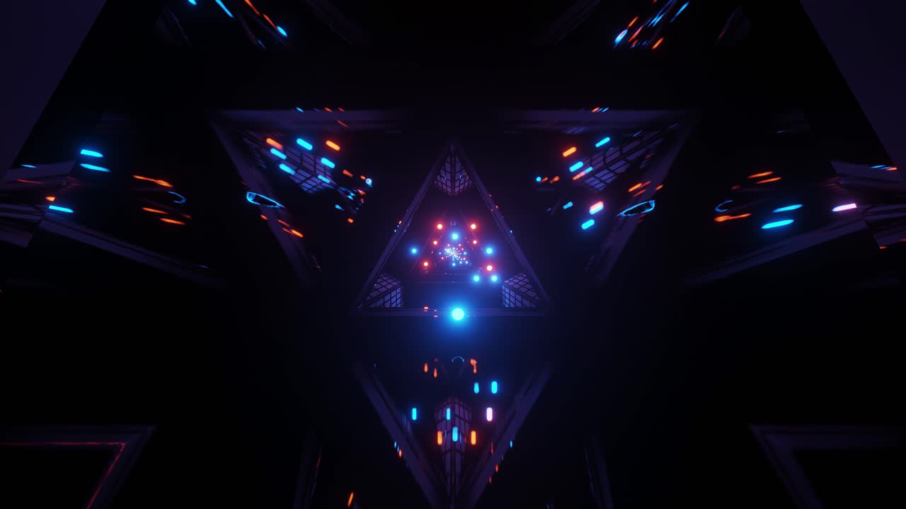 VJ Loop - Flying Down a Glossy Dark Tunnel Through Red and Blue Glowing Spheres