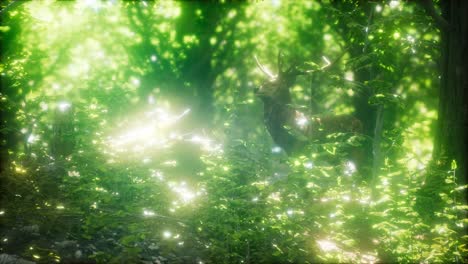 great red deer in a green forest