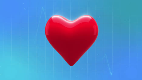 animation of cardiograph with heart on blue background