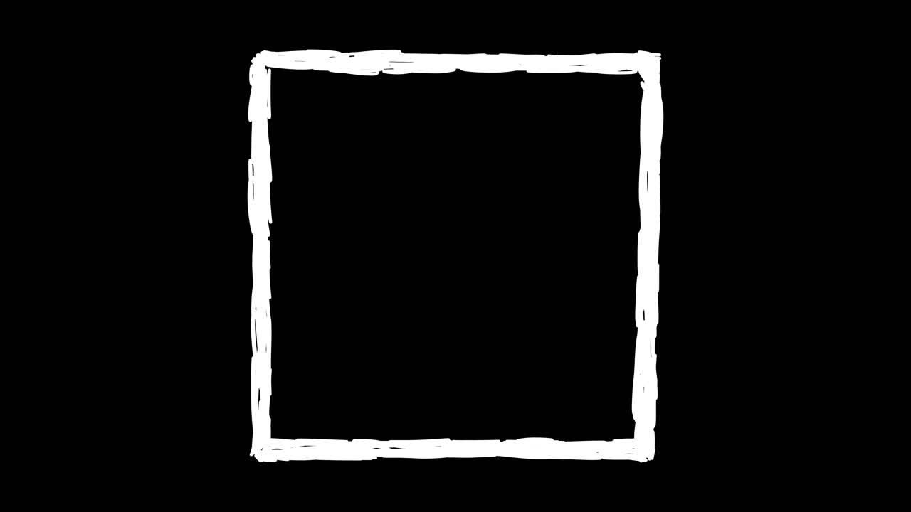 Animated Hand Drawn White Rectangle Frame on Black Background