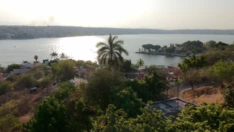 serene aerial view of laguna tequesquitengo with lush greenery and tranquil waters