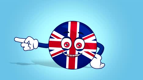 cartoon great britain united kingdom  happy left pointer with face animation with alpha matte