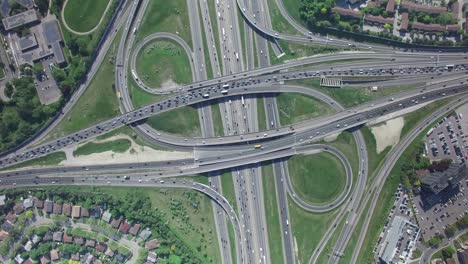 aerial drone view of toronto canada highway