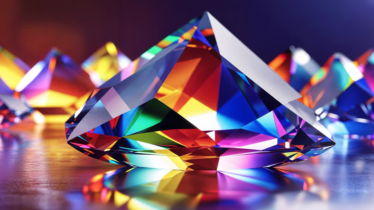 Vibrant Prisms Reflecting a Spectrum of Colors