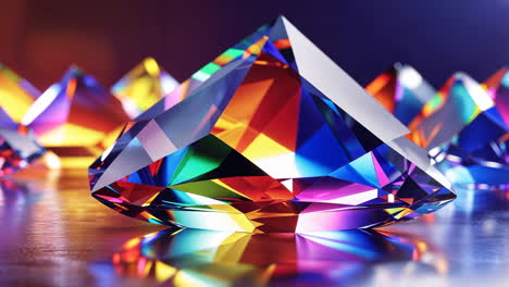 vibrant prisms reflecting a spectrum of colors