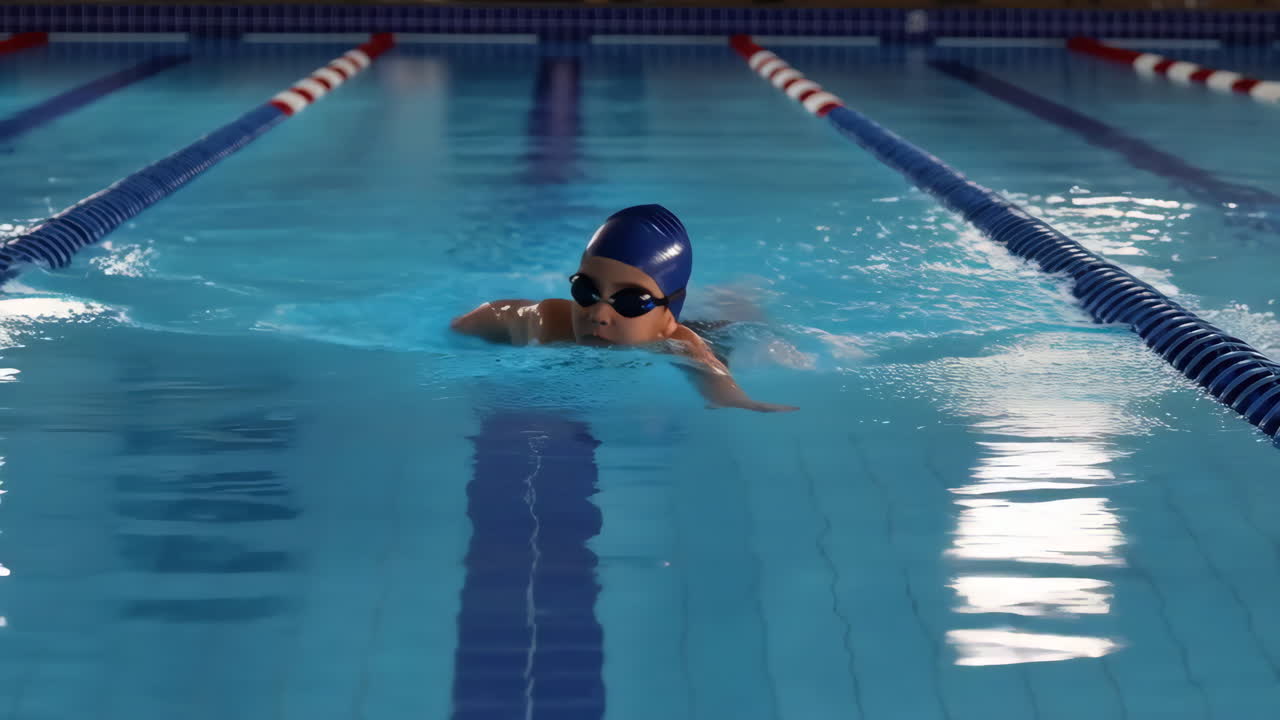 Young Swimmer in an Indoor Pool