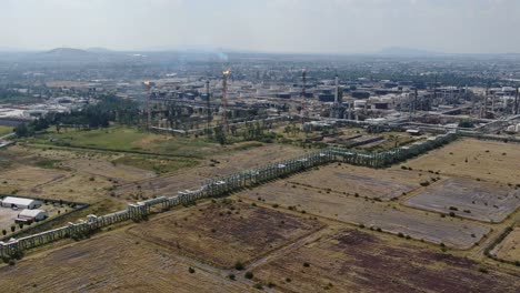 drone view pipe rack in an oil refinery