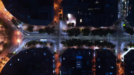 Aerial-view-of-Barcelona-square-blocks,-modern-part-of-the-city-from-above,-Spain