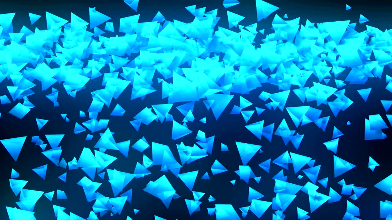 red de negocios global, pirámides azules sobre fondo negro, animación de brillo en bucle,