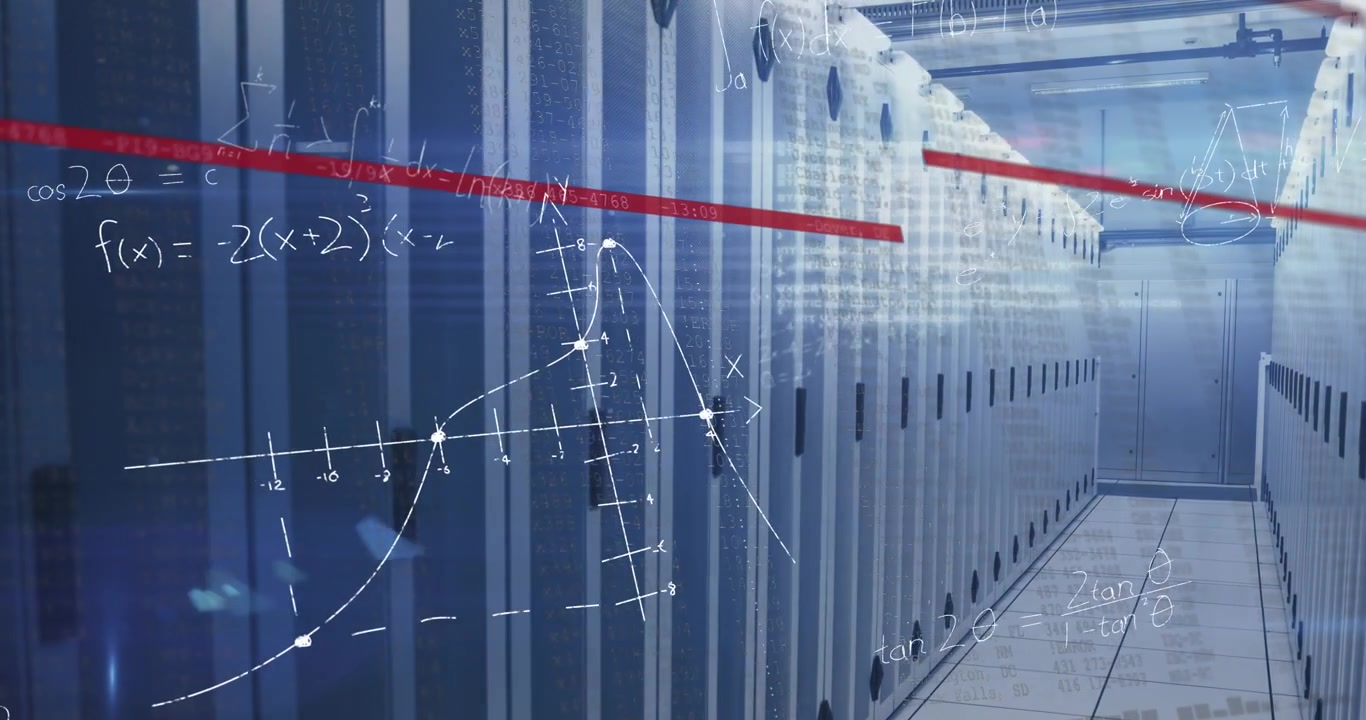 Animation of data processing over server room