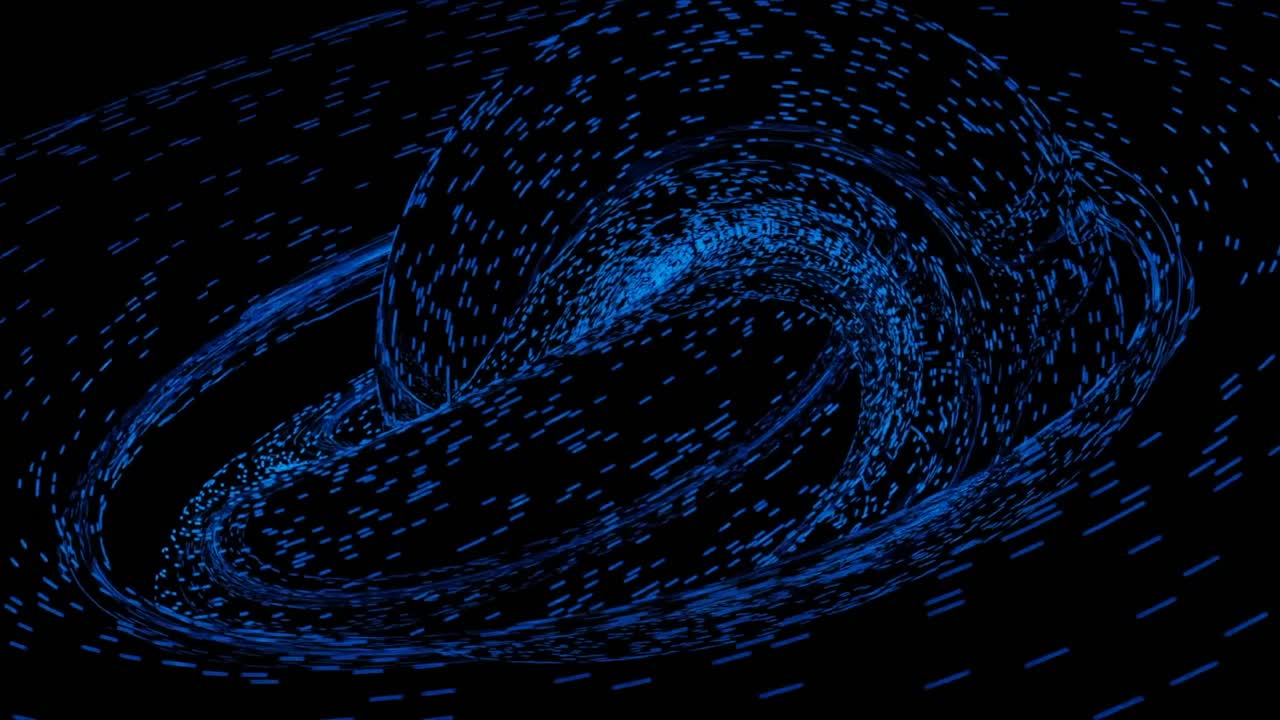 Abstract Swirling Blue Lines on Black Background